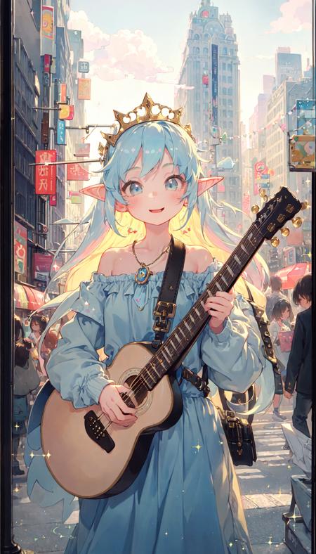124340-4270612446-polaroid photo, masterpiece, best quality, cute chibi illustration, 1girl, the cloud elf queen busks on the streets of new york,.png